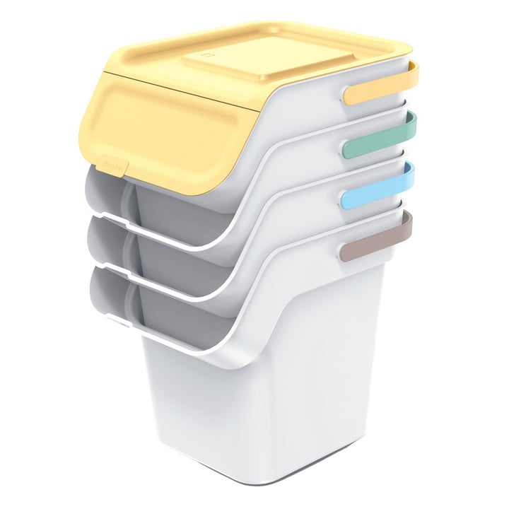 Set di contenitori per rifiuti Keden, per la raccolta differenziata, 4x20 litri, cenere, Kaddi Q Set