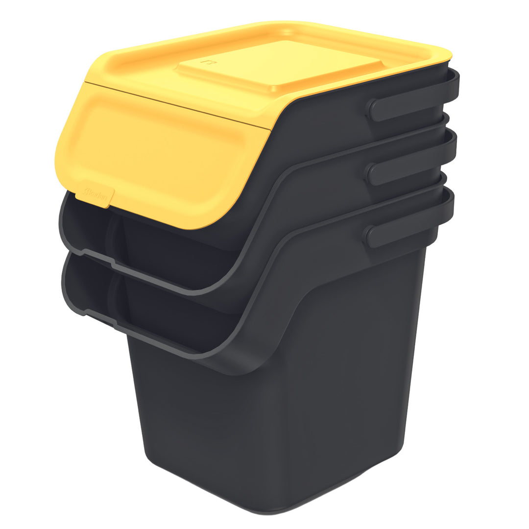 Set di contenitori per raccolta differenziata, Keden, 3x20 litri, nero, Kaddi Q Set