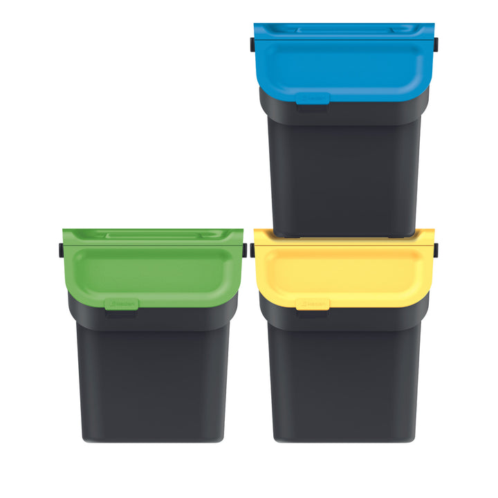 Set di contenitori per raccolta differenziata, Keden, 3x20 litri, nero, Kaddi Q Set
