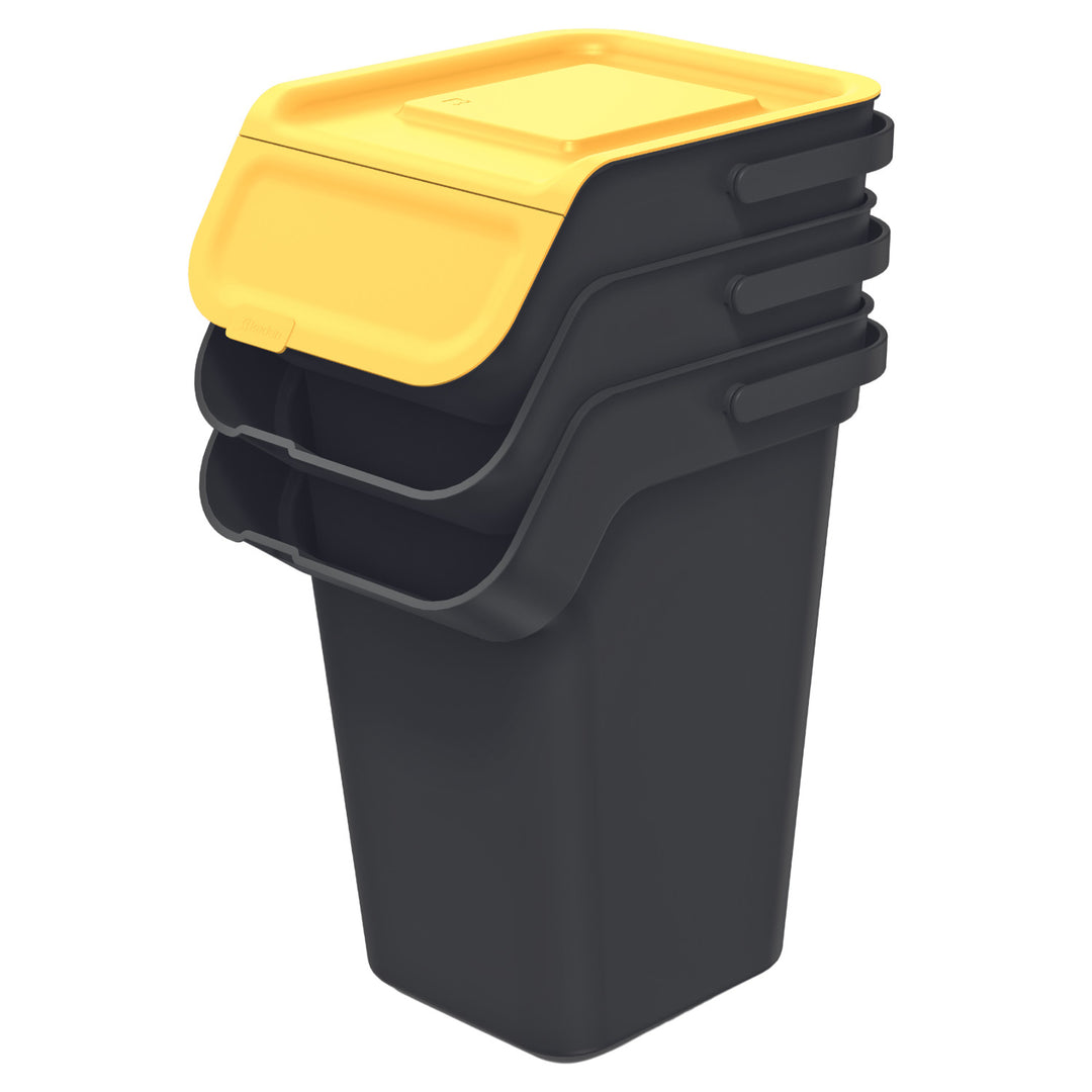 Set di contenitori per la raccolta differenziata, Keden,, 3x25 litri, nero, Kaddi Q Set