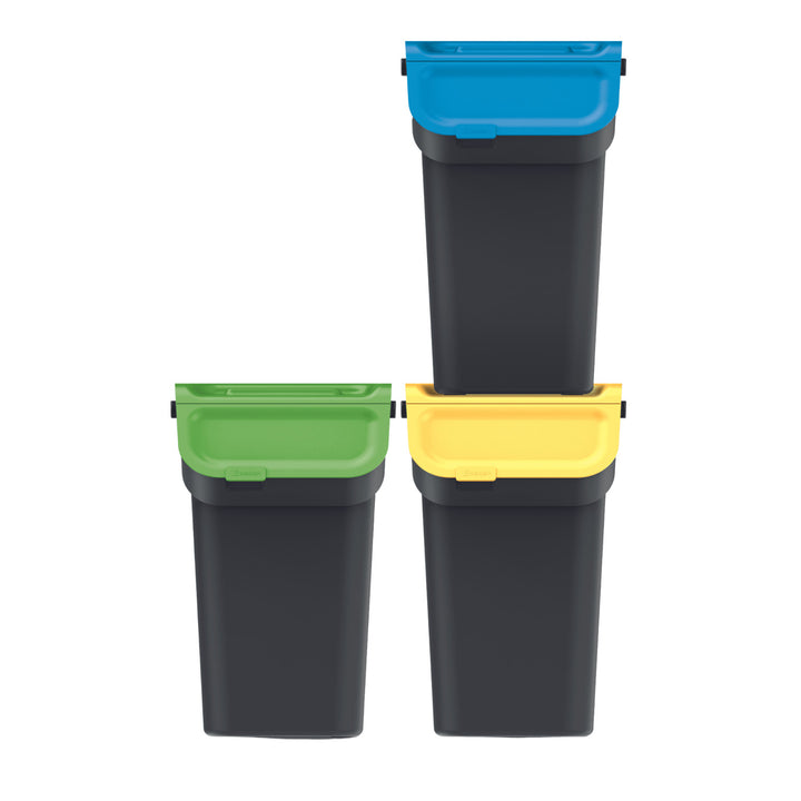 Set di contenitori per la raccolta differenziata, Keden,, 3x25 litri, nero, Kaddi Q Set