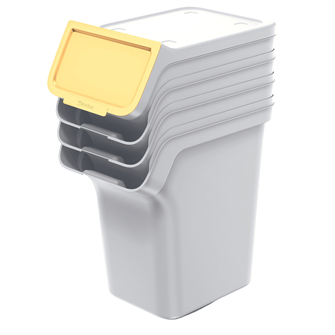 Keden Set di pattumiere per rifiuti per la raccolta differenziata, 4x20 litri, colore cenere, Stackbox