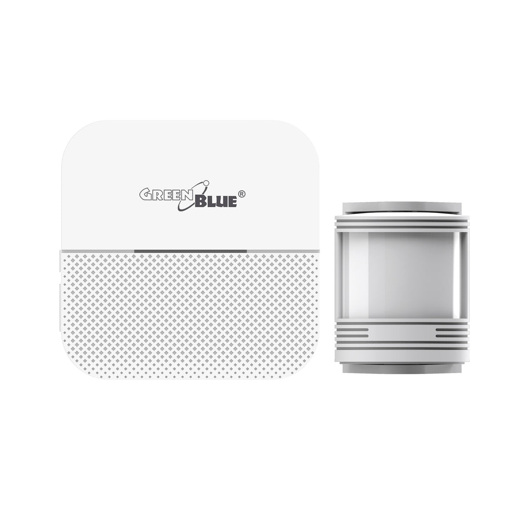 Campanello senza fili GreenBlue, 2 rilevatori di movimento, 52 melodie, bianco, 230V AC, max 8 rilevatori, GB212