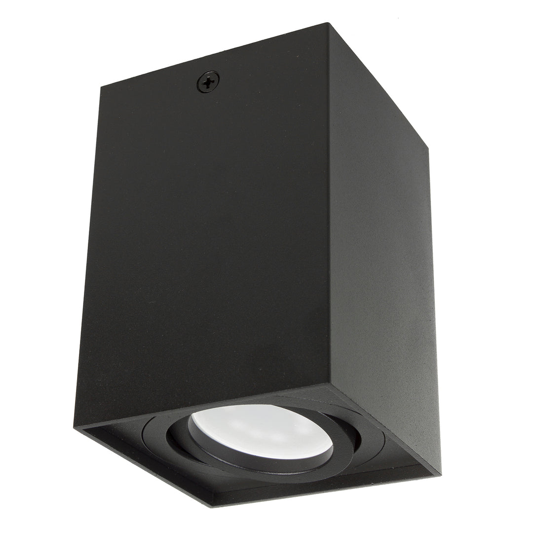 Tubo Maclean / apparecchio a superficie, faretto, alogeno, quadrato, alluminio, lampadina 5W GU10, 80x80x115mm, colore nero, MCE426 B +