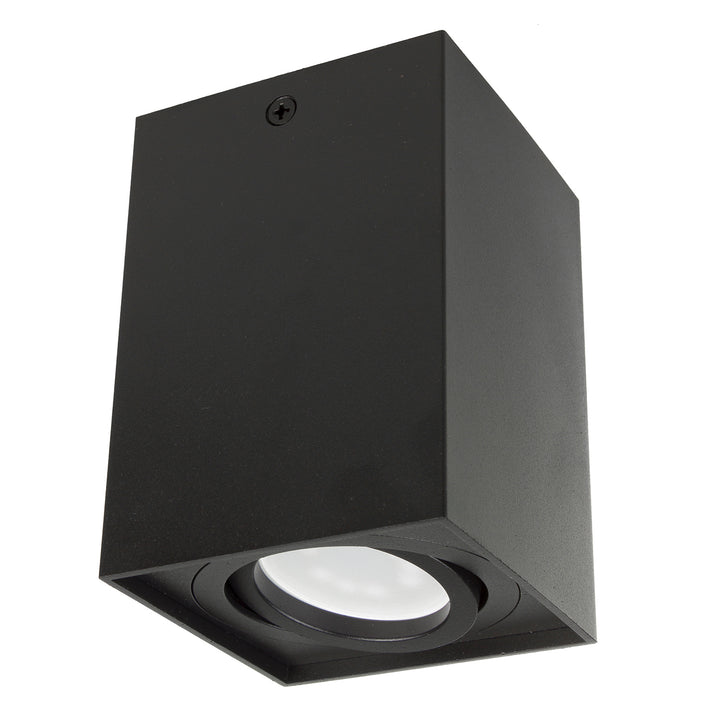 Tubo Maclean / apparecchio a superficie, faretto, alogeno, quadrato, alluminio, lampadina 5W GU10, 80x80x115mm, colore nero, MCE426 B +