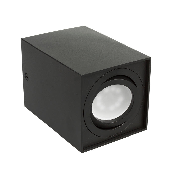 Tubo Maclean / apparecchio a superficie, faretto, alogeno, quadrato, alluminio, lampadina 5W GU10, 80x80x115mm, colore nero, MCE426 B +