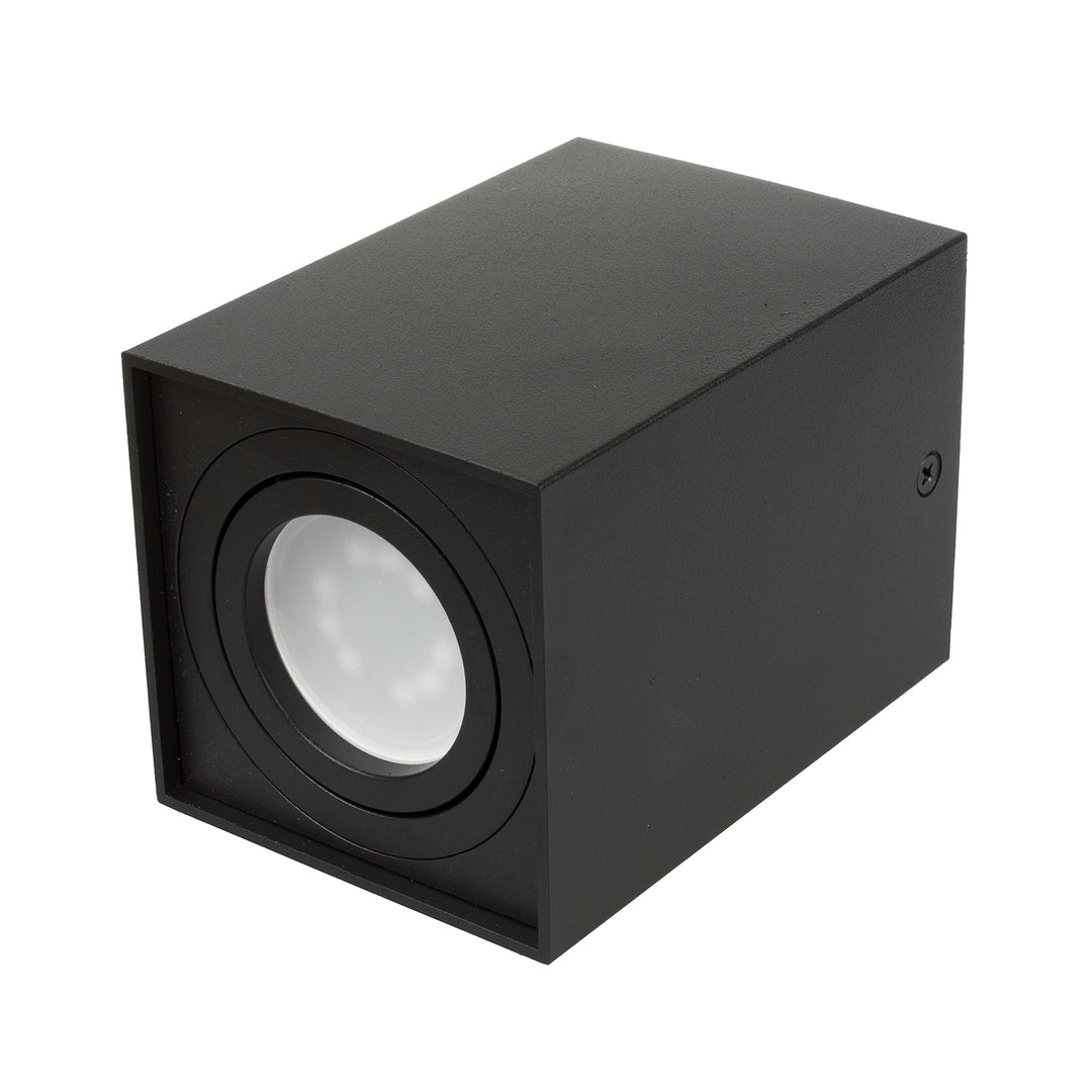 Tubo Maclean / apparecchio a superficie, faretto, alogeno, quadrato, alluminio, lampadina 5W GU10, 80x80x115mm, colore nero, MCE426 B +
