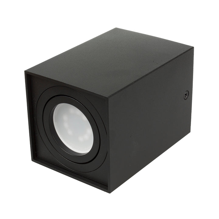Tubo Maclean / apparecchio a superficie, faretto, alogeno, quadrato, alluminio, lampadina 5W GU10, 80x80x115mm, colore nero, MCE426 B +