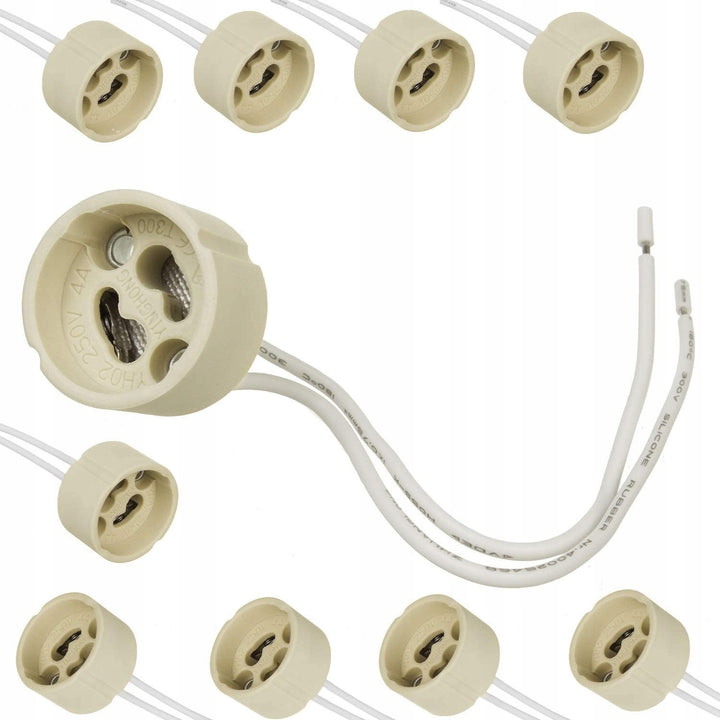 10x presa di connessione Maclean, presa ceramica GU10, 250V~, corrente nominale massima 2A, lunghezza cavo 14cm, MCE428