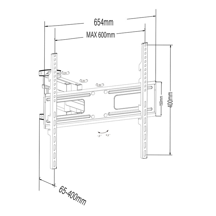 Supporto Maclean per TV o monitor, max VESA 600x400, piatto, distanza dalla parete 41-475 mm, 37-80", 50 kg, nero, MC-832A