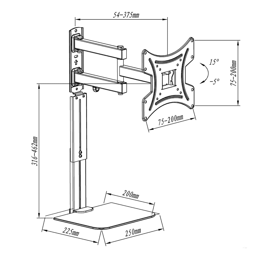 Supporto TV Maclean con ripiano  in vetro DVD, vesa 200x200 , 23"-43", 25kg, MC-771A