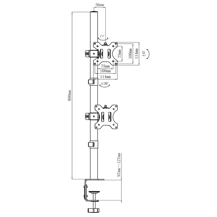 Supporto per due monitor Maclean, max VESA 100x100, 13-27", 9 kg, MC-966