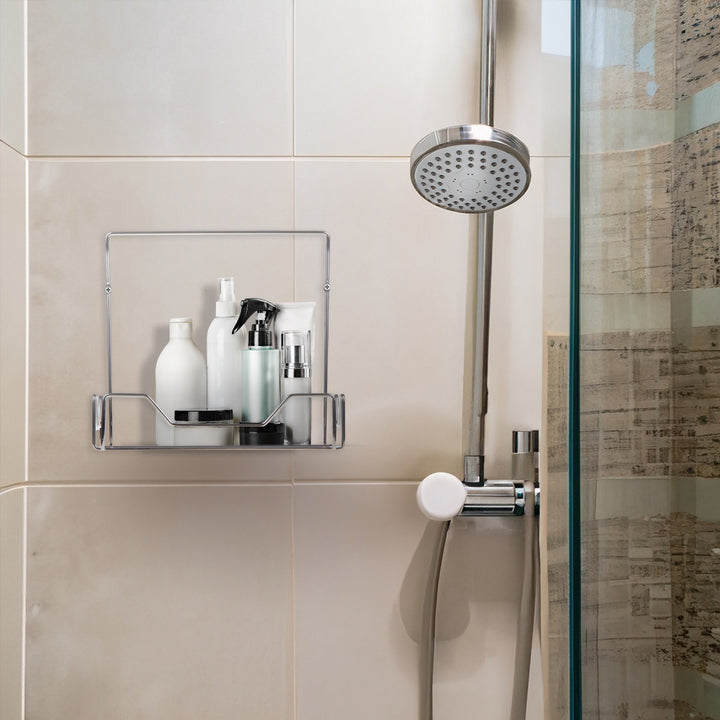 Mensola da bagno ABJ, per utensili da bagno, a parete, mendola doccia, colore cromato