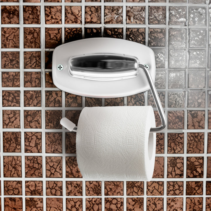 Porta carta igienica ABJ, per il bagno, a parete, bianco