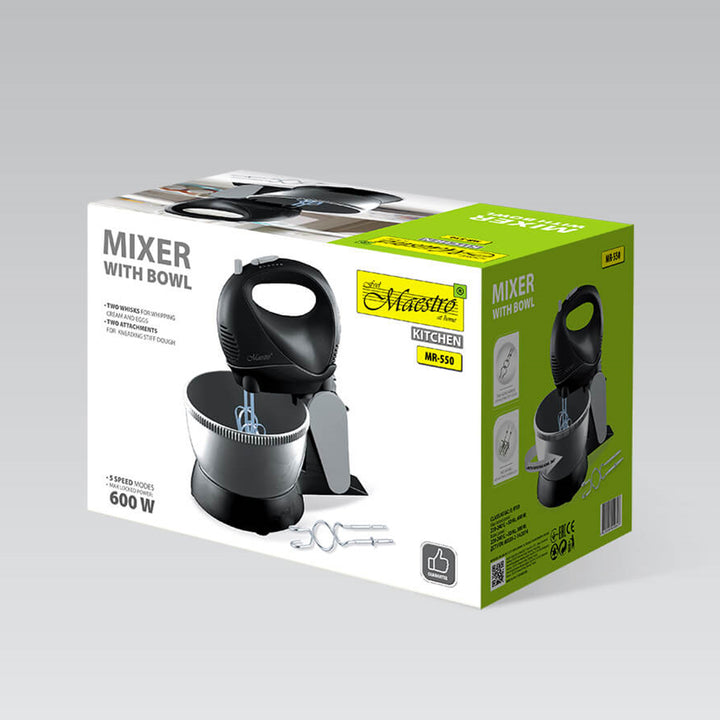 Miscelatore Maestro, vasca rotante, 5 velocità, funzione Turbo, 600 W, nero, MR-550