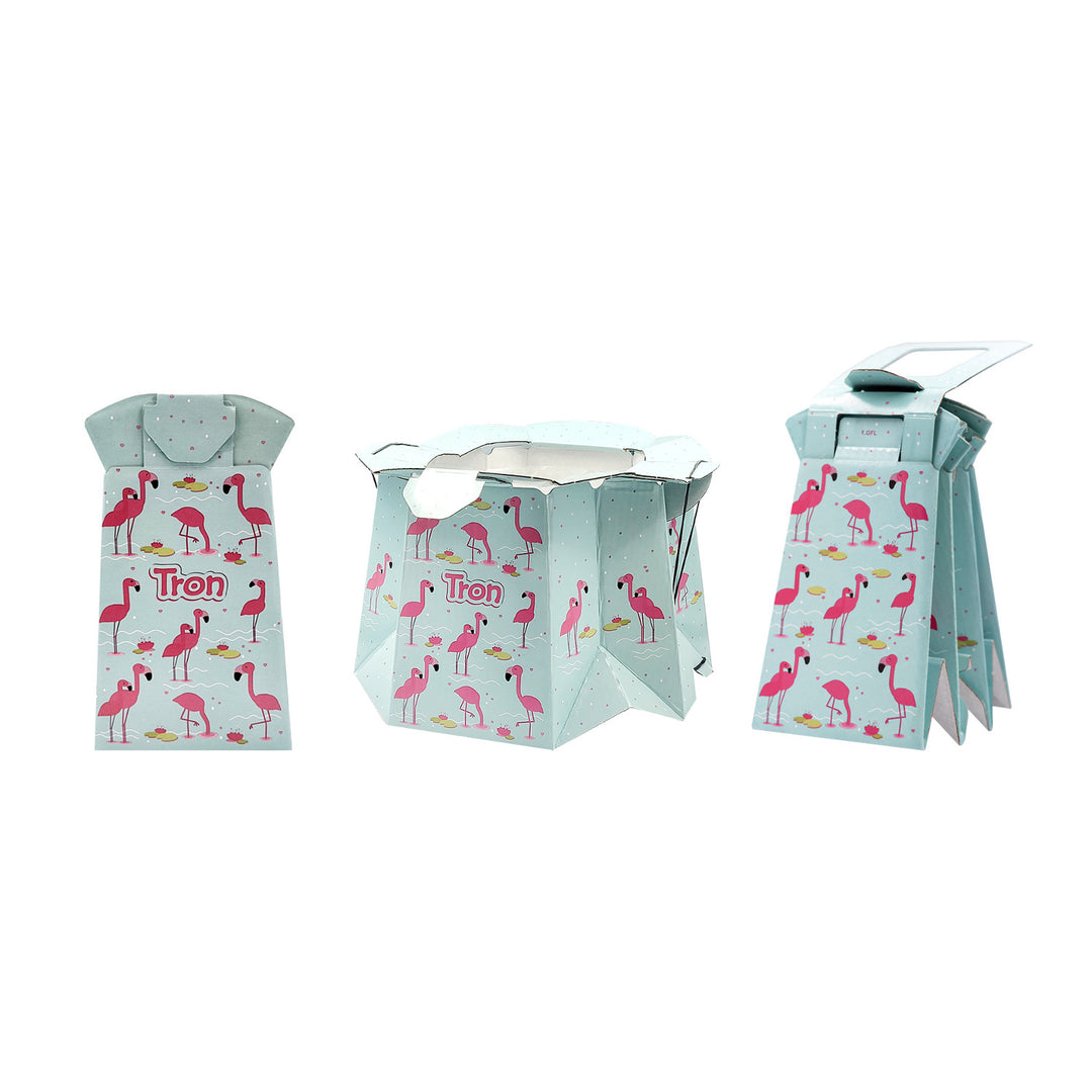 Vasino monouso per bambini, carico max. 30 kg, facile da usare, assorbe i liquidi ed elimina gli odori, design: fenicotteri