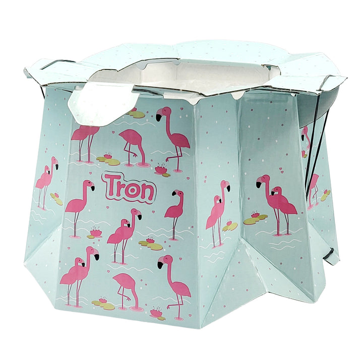 Vasino monouso per bambini, carico max. 30 kg, facile da usare, assorbe i liquidi ed elimina gli odori, design: fenicotteri