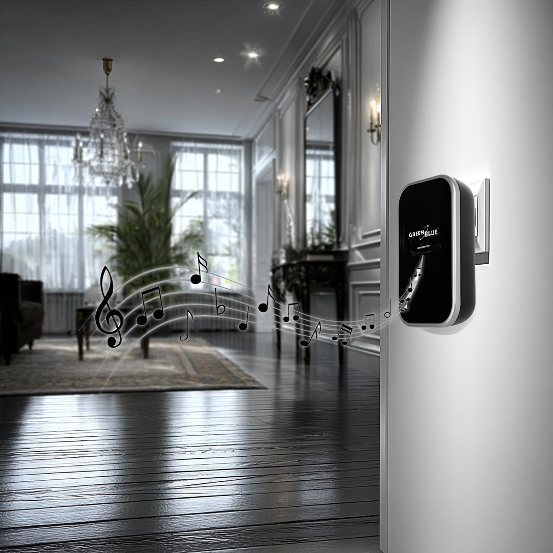 Campanello senza fili Sistema di campanello cinetico wireless, senza batterie, con 38 melodie, portata fino a 200 m, IP44 (1x ricevitore + 1x trasmettitore/nero)