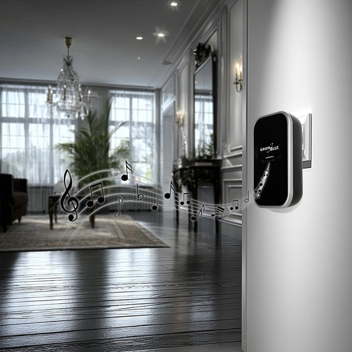 Campanello senza fili Sistema di campanello cinetico wireless, senza batterie, con 38 melodie, portata fino a 200 m, IP44 (1x ricevitore + 1x trasmettitore/nero)