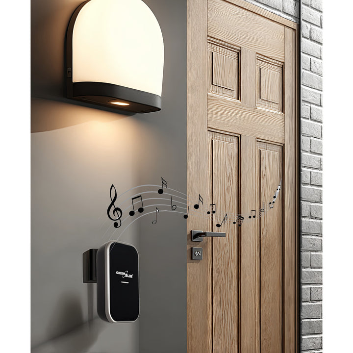 Campanello senza fili Sistema di campanello cinetico wireless, senza batterie, con 38 melodie, portata fino a 200 m, IP44 (1x ricevitore + 1x trasmettitore/nero)