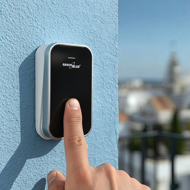 Campanello senza fili Sistema di campanello cinetico wireless, senza batterie, con 38 melodie, portata fino a 200 m, IP44 (1x ricevitore + 1x trasmettitore/nero)