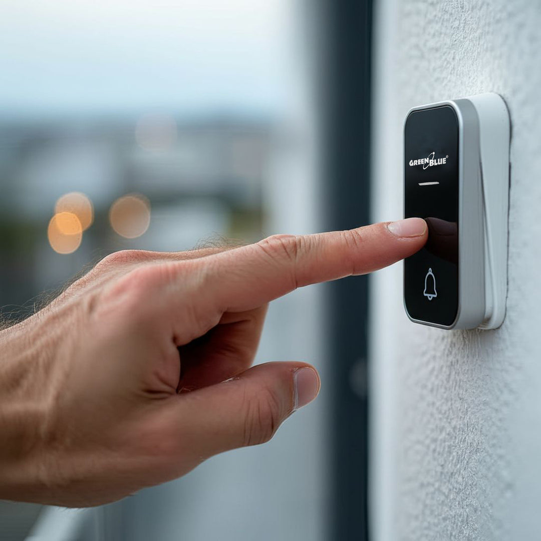 Campanello senza fili Sistema di campanello cinetico wireless, senza batterie, con 38 melodie, portata fino a 200 m, IP44 (1x ricevitore + 1x trasmettitore/nero)