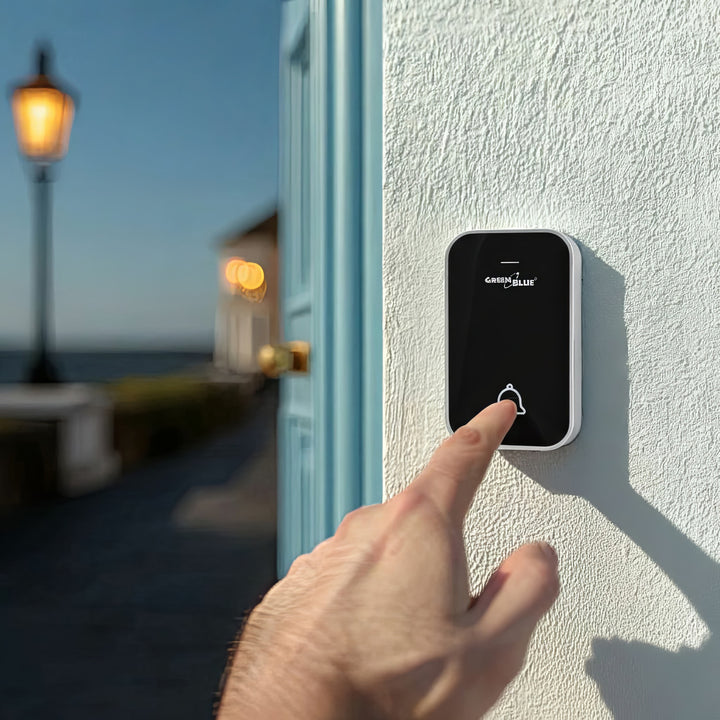 Campanello senza fili Sistema di campanello cinetico wireless, senza batterie, con 38 melodie, portata fino a 200 m, IP44 (1x ricevitore + 1x trasmettitore/nero)