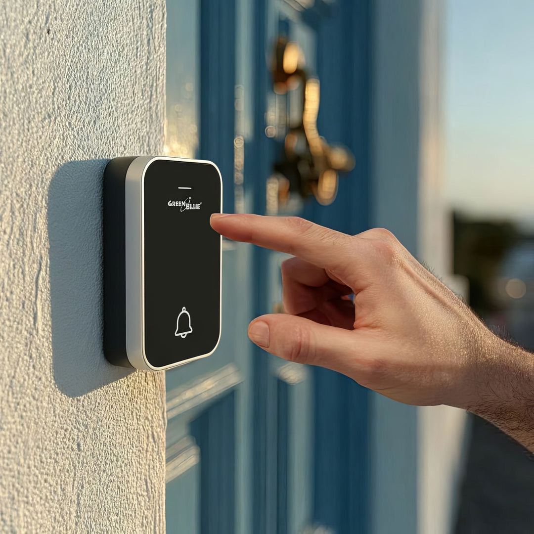Campanello senza fili Sistema di campanello cinetico wireless, senza batterie, con 38 melodie, portata fino a 200 m, IP44 (1x ricevitore + 1x trasmettitore/nero)