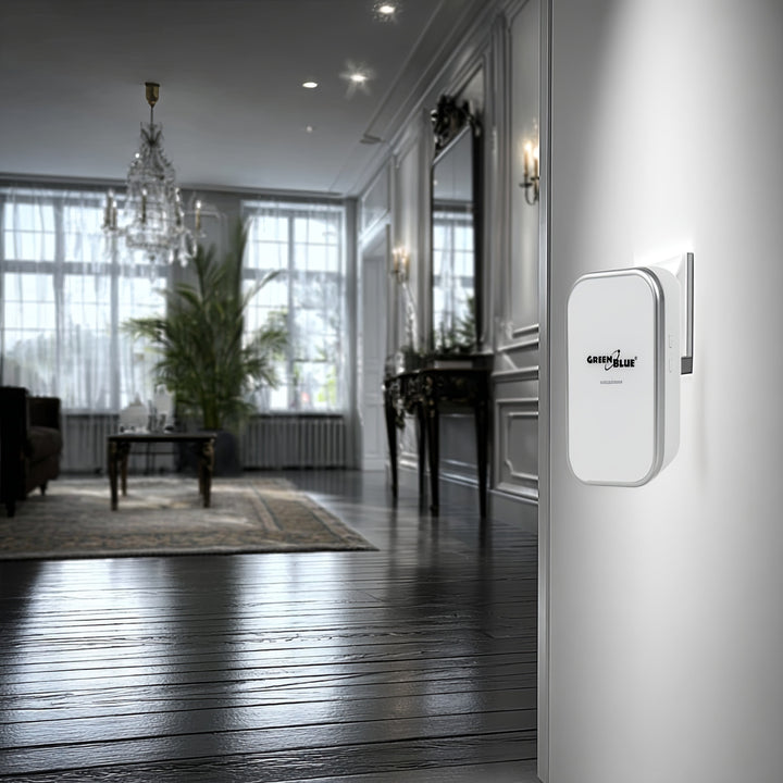 Campanello senza fili Sistema di campanello cinetico wireless, senza batterie, con 38 melodie, portata fino a 200 m, IP44 (1x ricevitore + 1x trasmettitore/bianco)