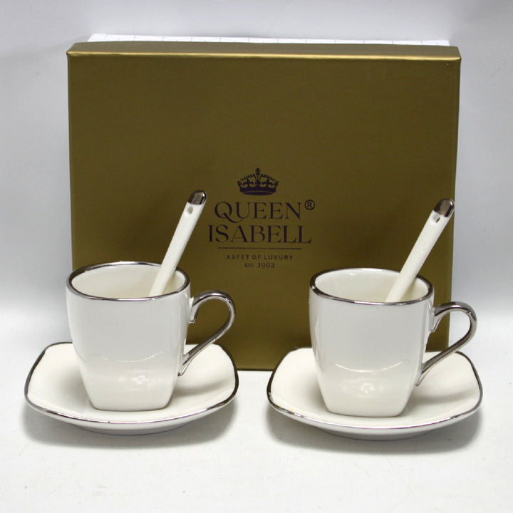 Set di tazze in porcellana per espresso con piatti e cucchiaini Queen Isabell W23SV06-06471