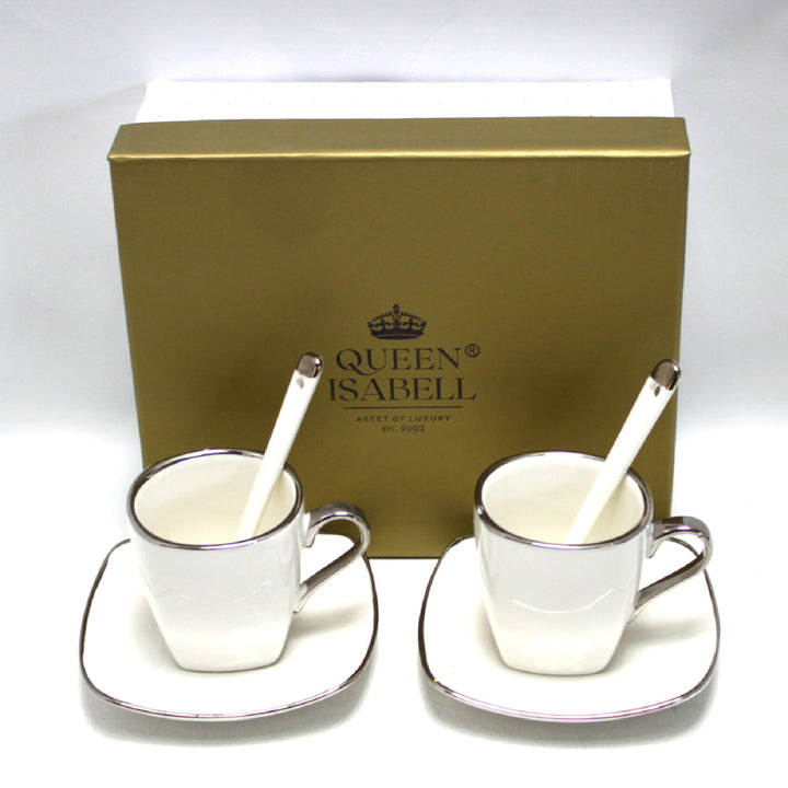 Set di tazze in porcellana per espresso con piatti e cucchiaini Queen Isabell W23SV06-06471