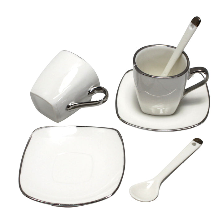 Set di tazze in porcellana per espresso con piatti e cucchiaini Queen Isabell W23SV06-06471
