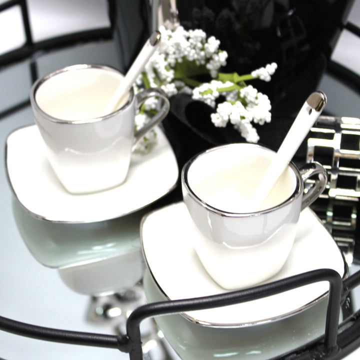 Set di tazze in porcellana per espresso con piatti e cucchiaini Queen Isabell W23SV06-06471