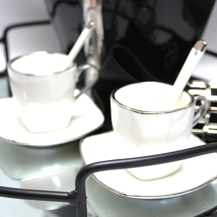 Set di tazze in porcellana per espresso con piatti e cucchiaini Queen Isabell W23SV06-06471