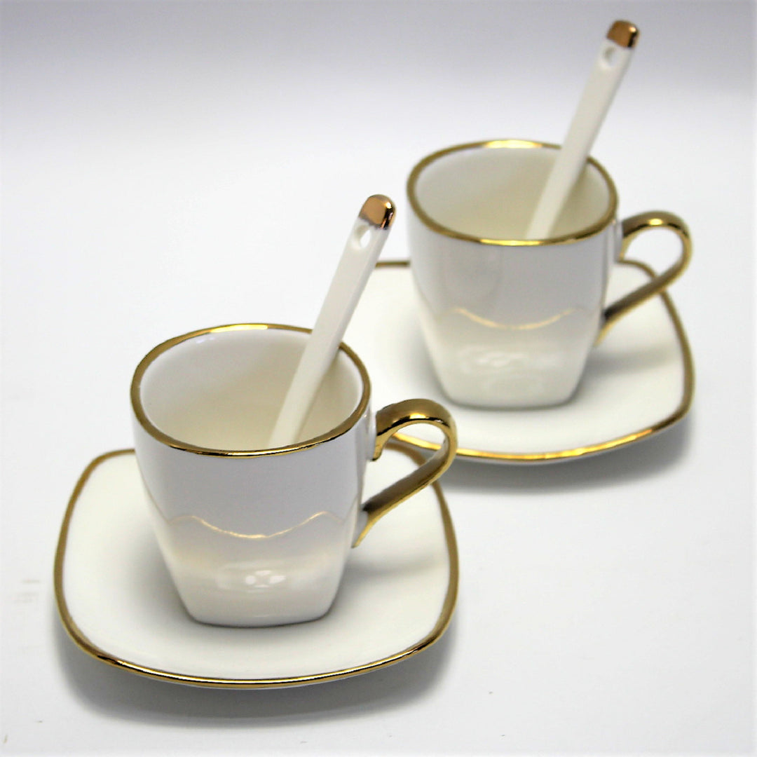Set di tazze  in porcellana per espresso con piatti e cucchiaini  Queen Isabell W23GD06-06464