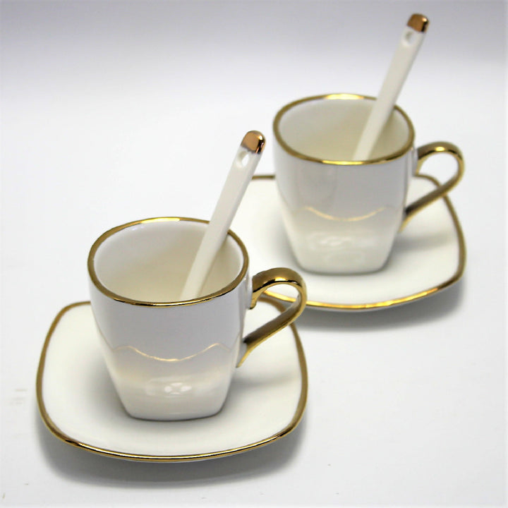 Set di tazze  in porcellana per espresso con piatti e cucchiaini  Queen Isabell W23GD06-06464