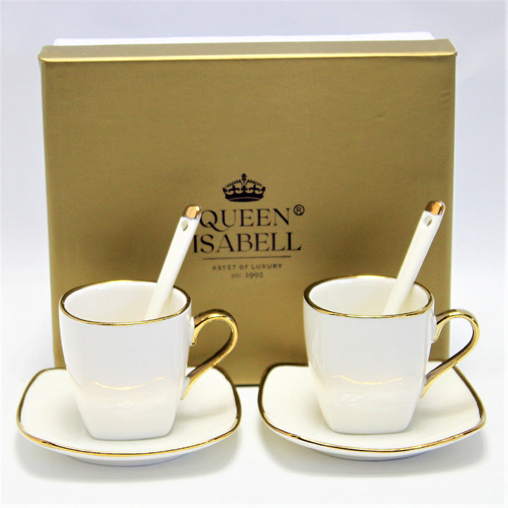 Set di tazze  in porcellana per espresso con piatti e cucchiaini  Queen Isabell W23GD06-06464
