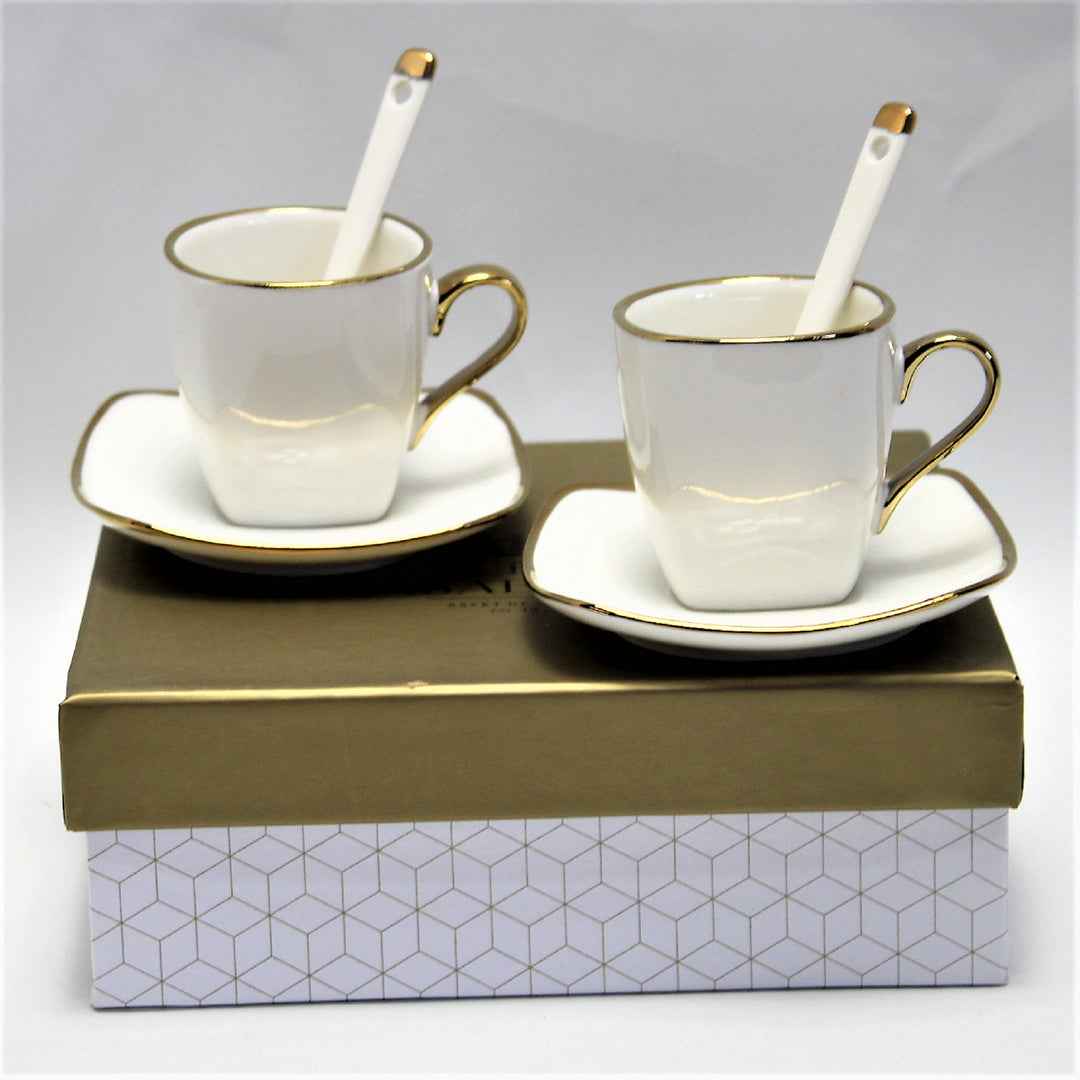 Set di tazze  in porcellana per espresso con piatti e cucchiaini  Queen Isabell W23GD06-06464