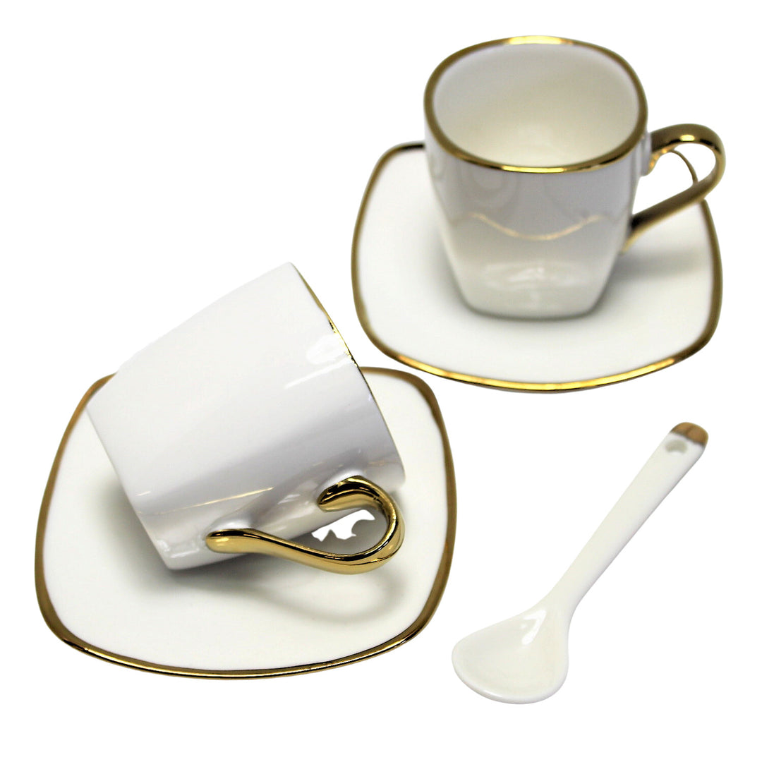 Set di tazze  in porcellana per espresso con piatti e cucchiaini  Queen Isabell W23GD06-06464