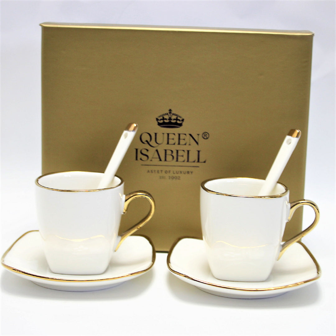 Set di tazze  in porcellana per espresso con piatti e cucchiaini  Queen Isabell W23GD06-06464