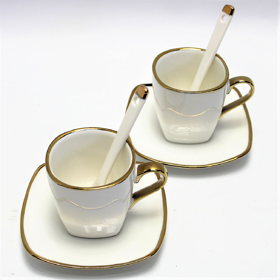 Set di tazze  in porcellana per espresso con piatti e cucchiaini  Queen Isabell W23GD06-06464