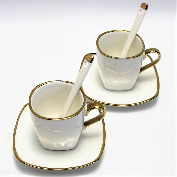 Set di tazze  in porcellana per espresso con piatti e cucchiaini  Queen Isabell W23GD06-06464