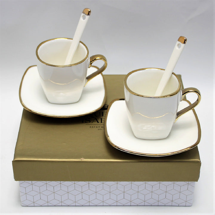 Set di tazze  in porcellana per espresso con piatti e cucchiaini  Queen Isabell W23GD06-06464