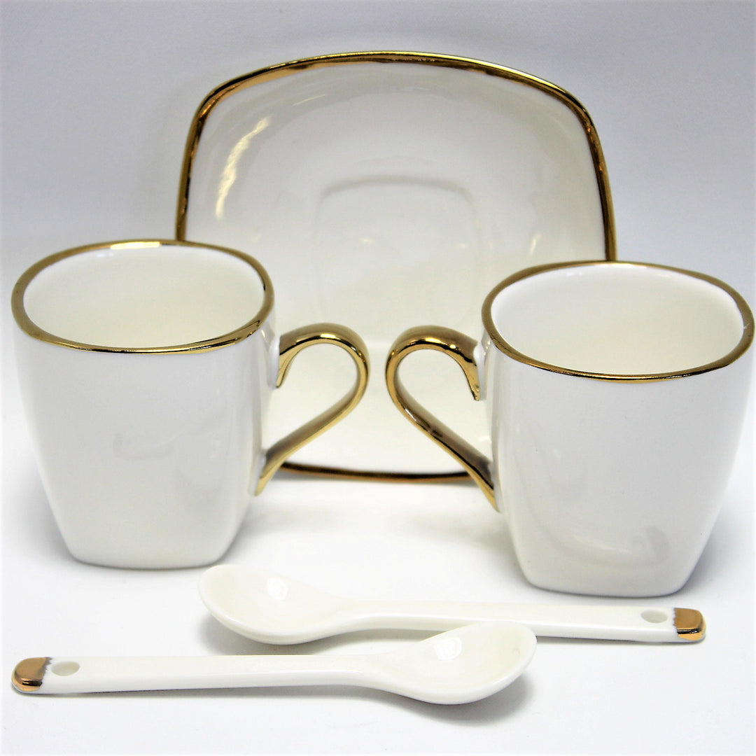 Set di tazze  in porcellana per espresso con piatti e cucchiaini  Queen Isabell W23GD06-06464