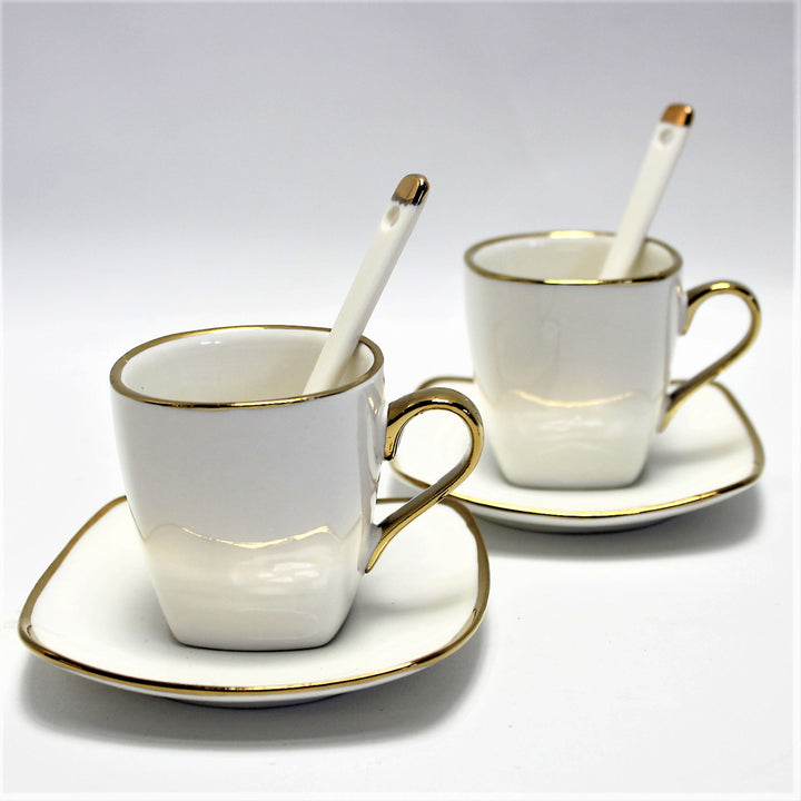 Set di tazze  in porcellana per espresso con piatti e cucchiaini  Queen Isabell W23GD06-06464