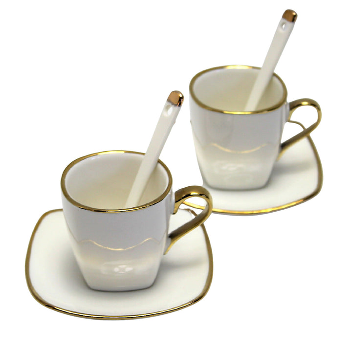 Set di tazze  in porcellana per espresso con piatti e cucchiaini  Queen Isabell W23GD06-06464