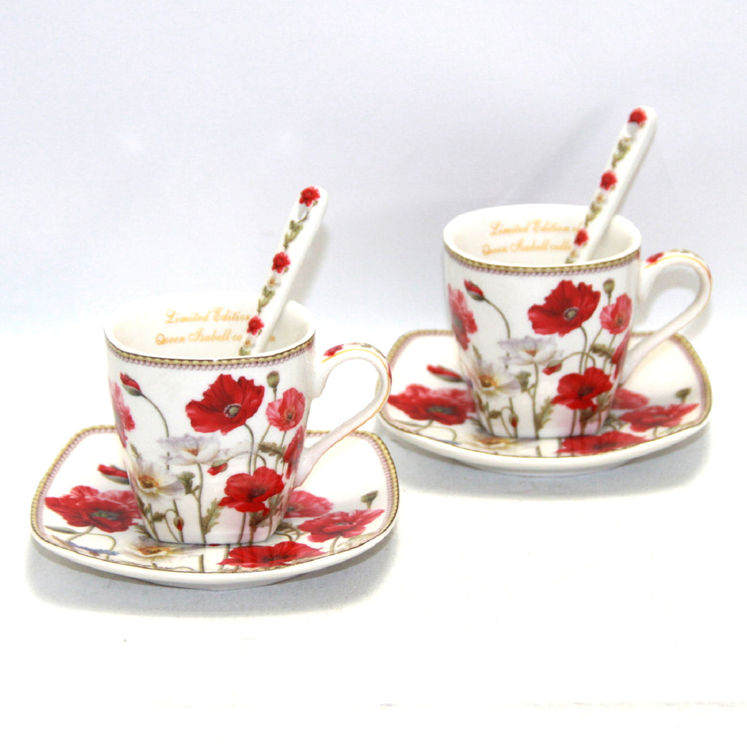 Set di tazze da caffè in porcellana per espresso con piattini Queen Isabell W9PWH06-09596 2x 80ml