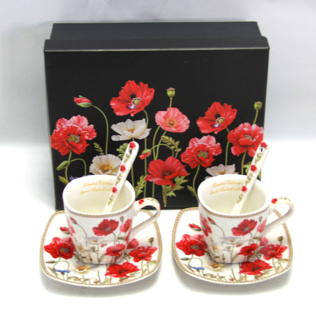 Set di tazze da caffè in porcellana per espresso con piattini Queen Isabell W9PWH06-09596 2x 80ml