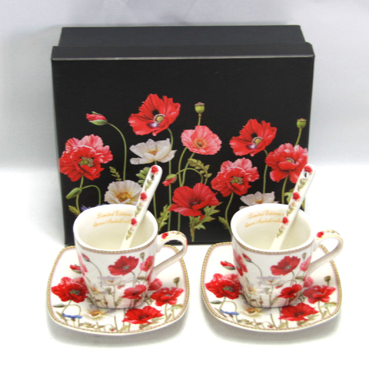 Set di tazze da caffè in porcellana per espresso con piattini Queen Isabell W9PWH06-09596 2x 80ml