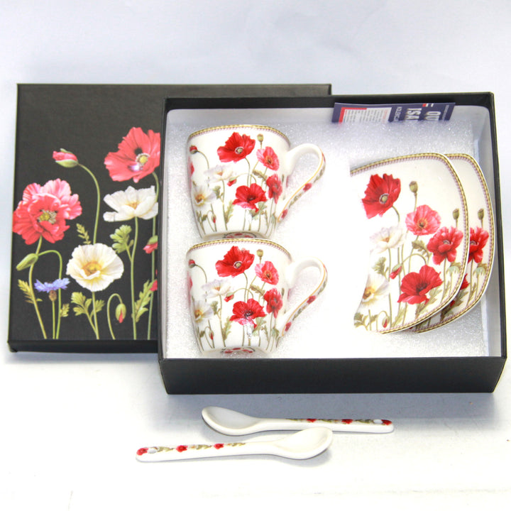Set di tazze da caffè in porcellana per espresso con piattini Queen Isabell W9PWH06-09596 2x 80ml